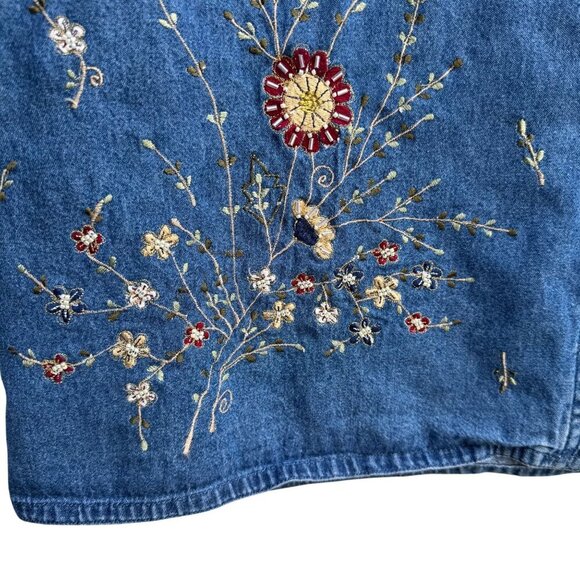 Tantrums Vintage 80s Womens Floral Embroidery Beadwork Zip Sleeveless Vest 2X - Picture 3 of 8